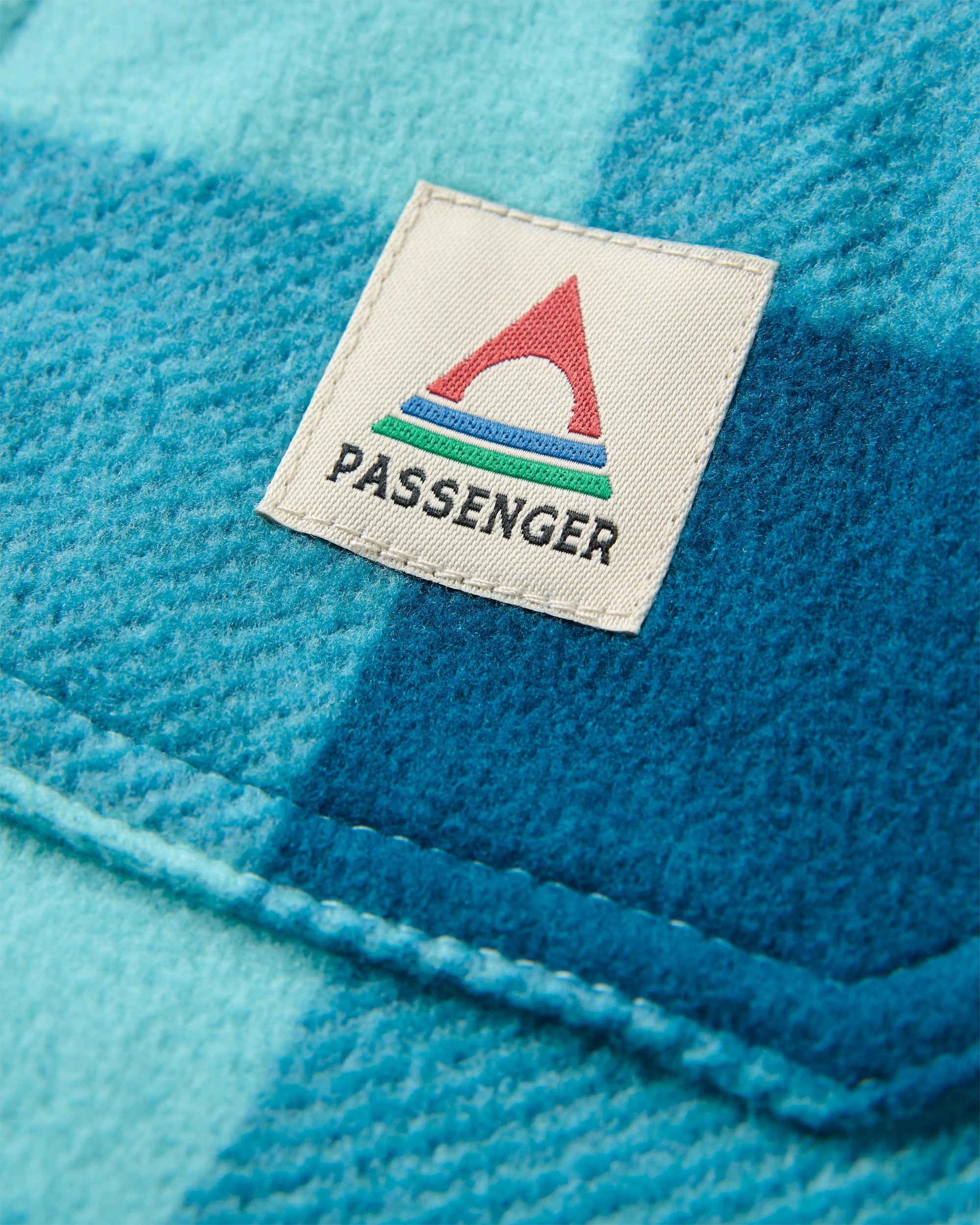East Recycled Polar Fleece Shirt - Retro Blue Check - Flatlay