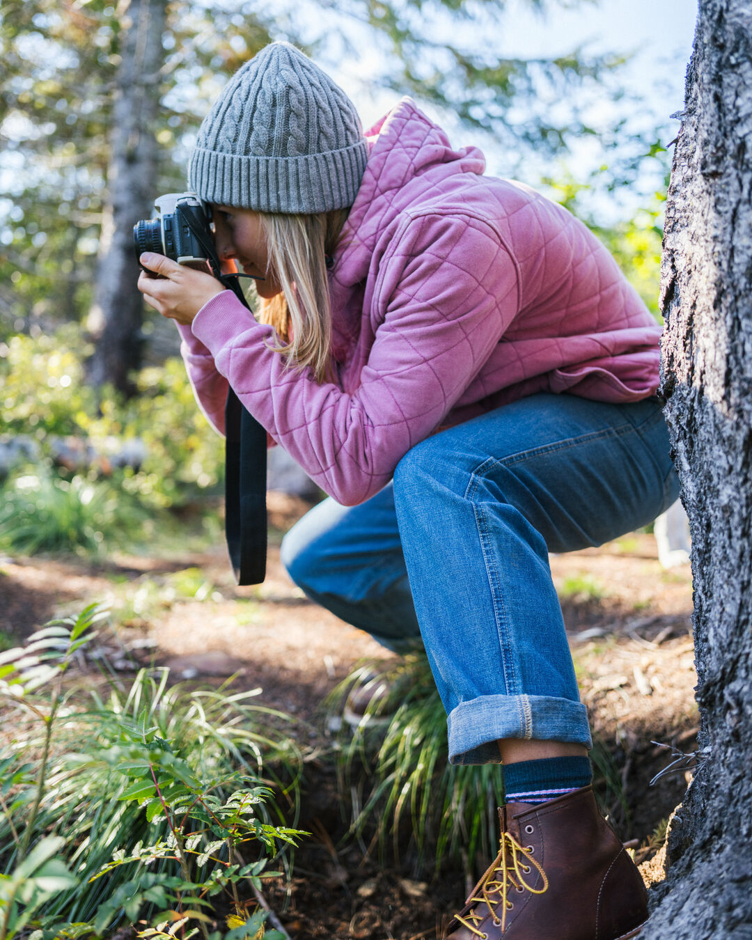 Clementine Recycled Quilted Popper Up Hoodie - Mauve Haze - Lifestyle