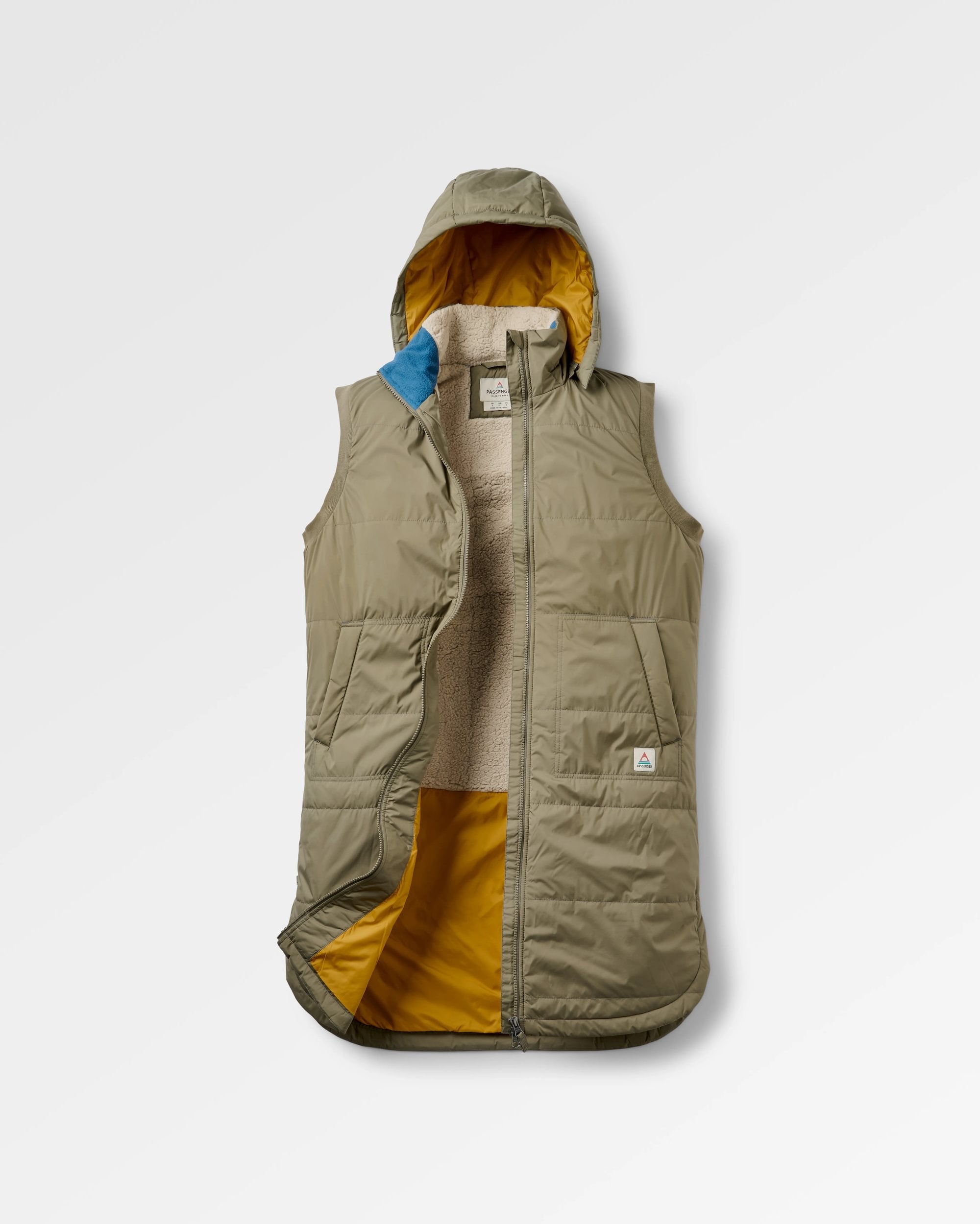 Flora Sherpa Lined Gilet - Dusty Olive - Flatlay