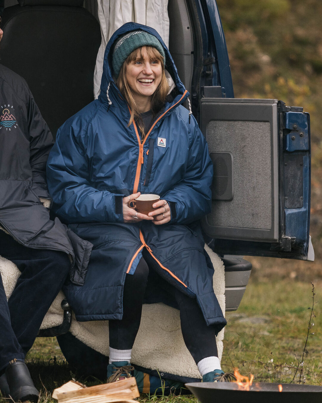 Waves Recycled Sherpa-Lined Changing Robe - Dark Denim/ Deep Navy - Lifestyle - Female