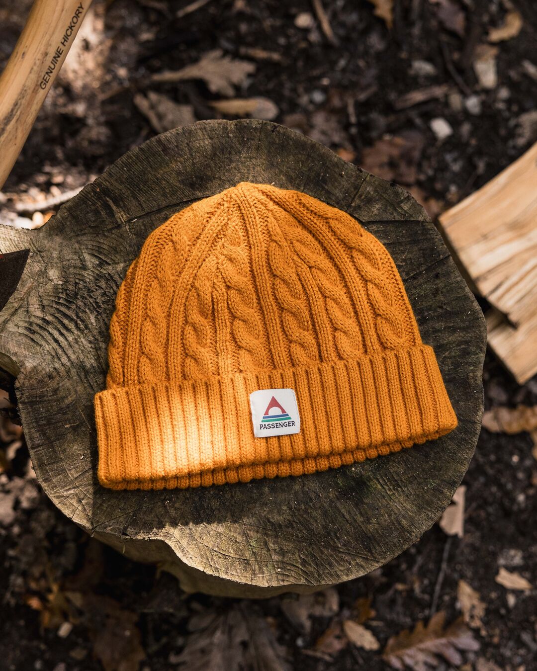 Fireside Recycled Cable Knit Beanie - Sunrise Orange - Lifestyle