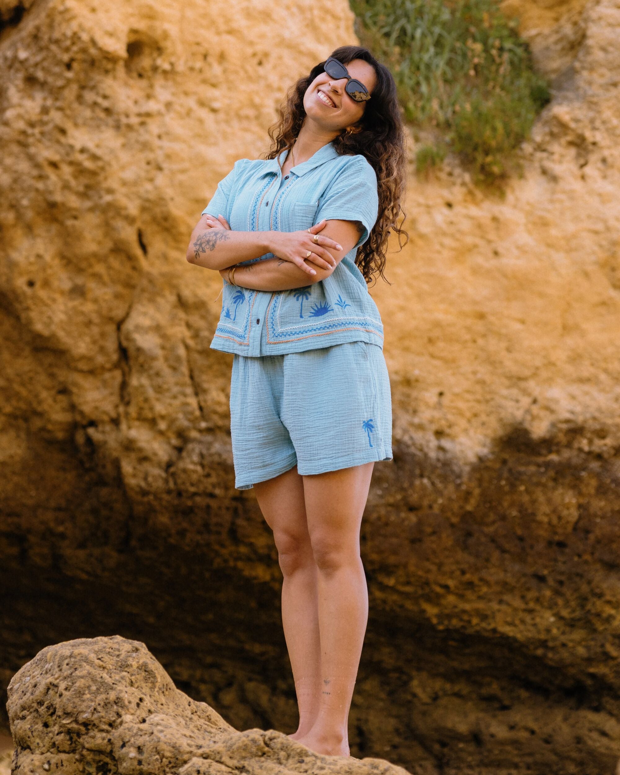Waveney Short - Retro Blue - Lifestyle
