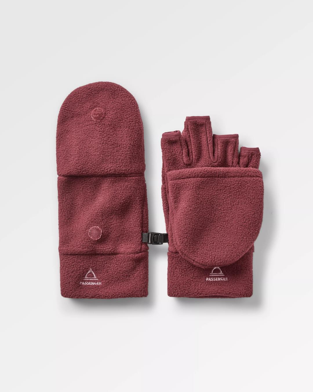 Stem Recycled Polar Convertible Mittens - Wine - Flatlay