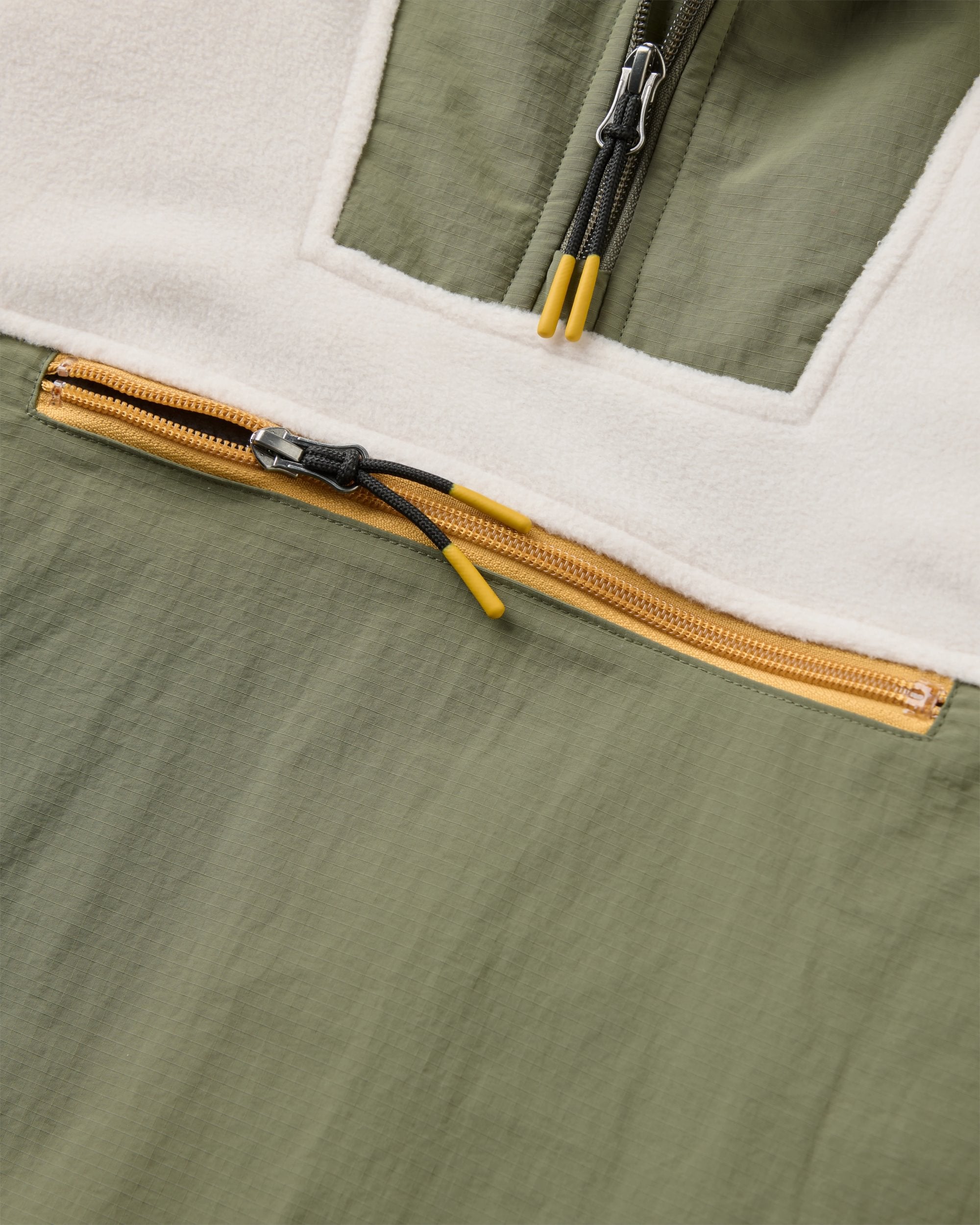 Alexander Hooded Polartec® Fleece - Dusty Olive/White Sand - Flatlay