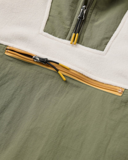 Alexander Hooded Polartec® Fleece - Dusty Olive/White Sand - Flatlay