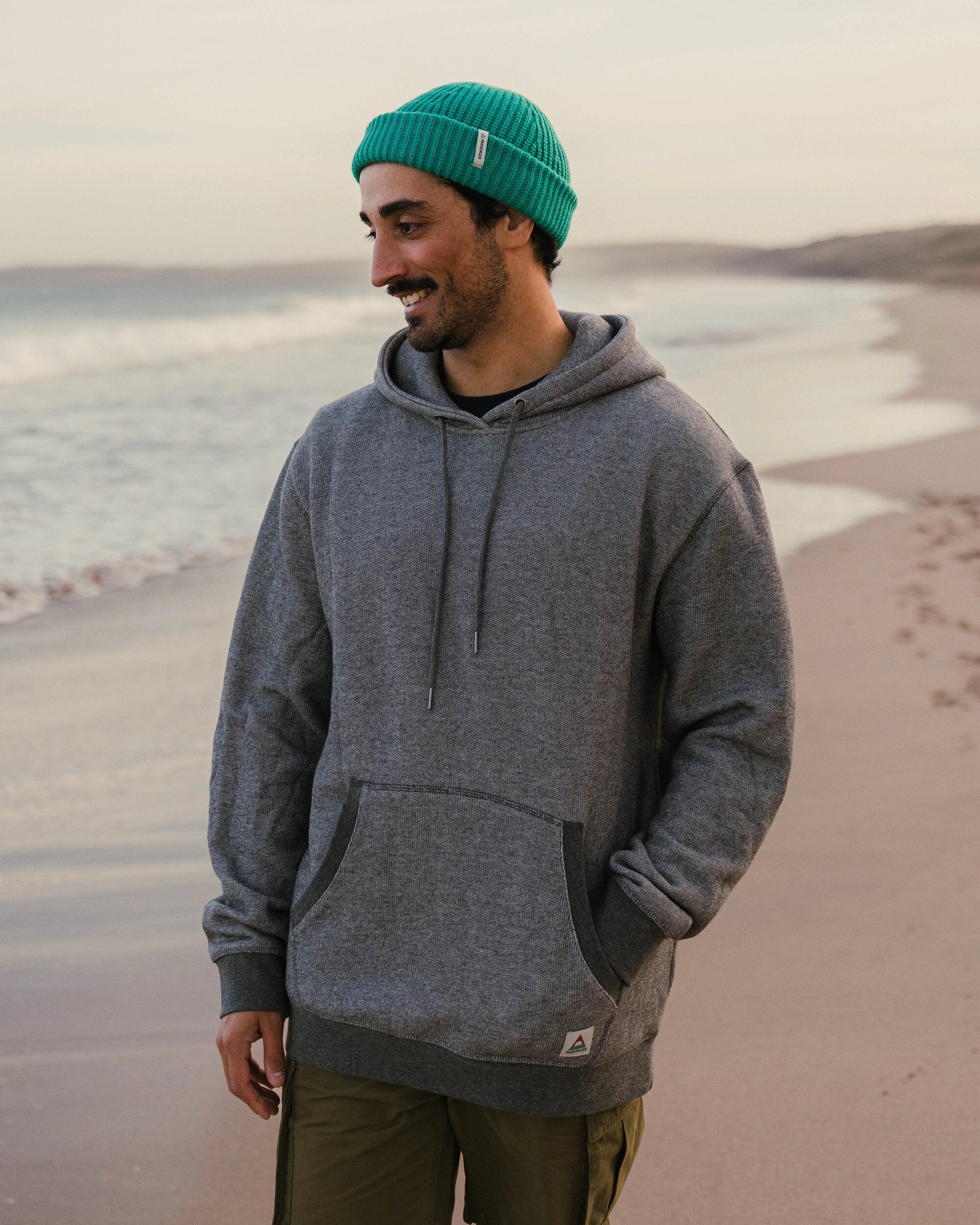 Heritage Textured Relaxed Fit Hoodie - Charcoal - Lifestyle