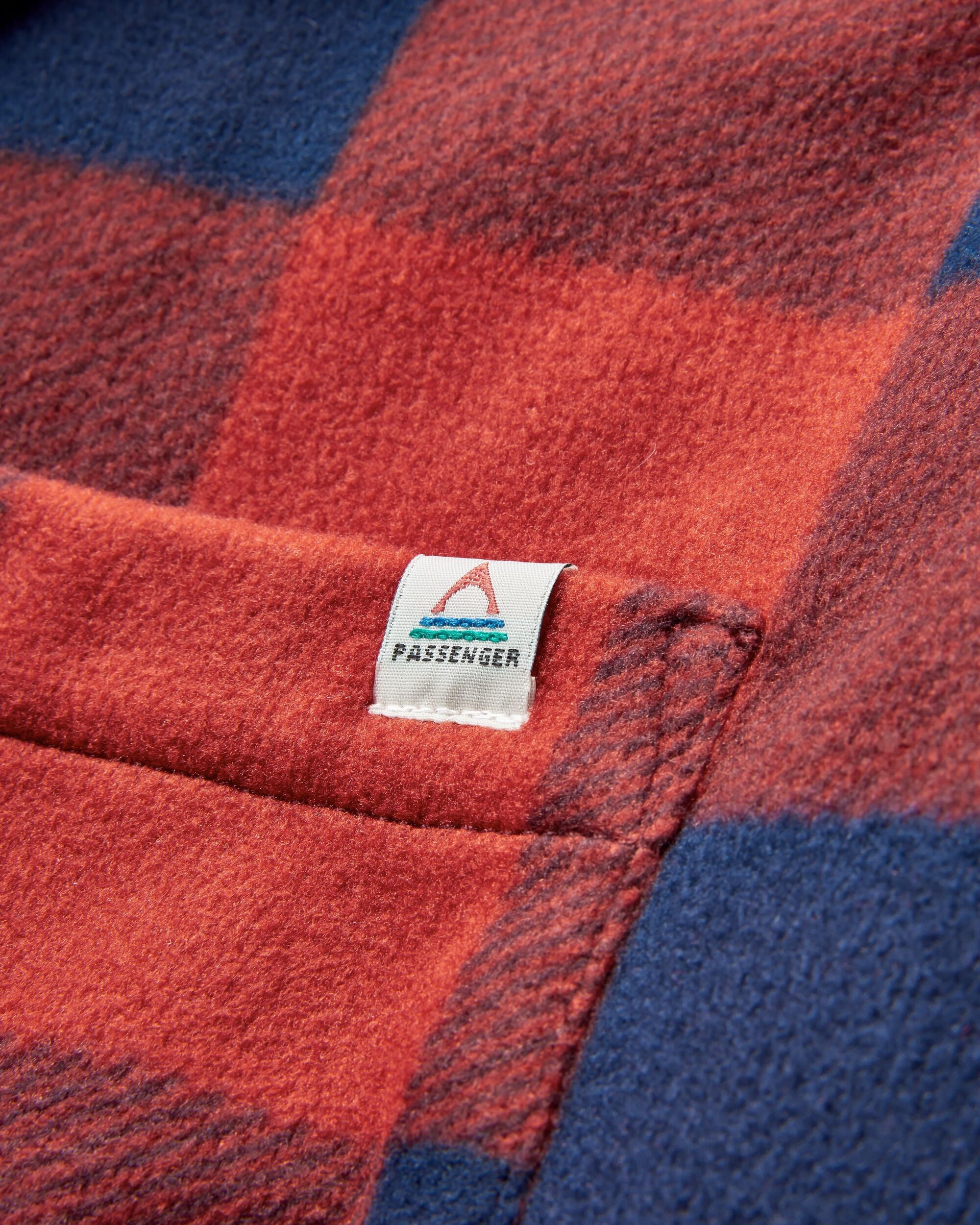 Orion Recycled Sherpa-Lined Polar Fleece Shirt - Red Ochre Buffalo - Flatlay