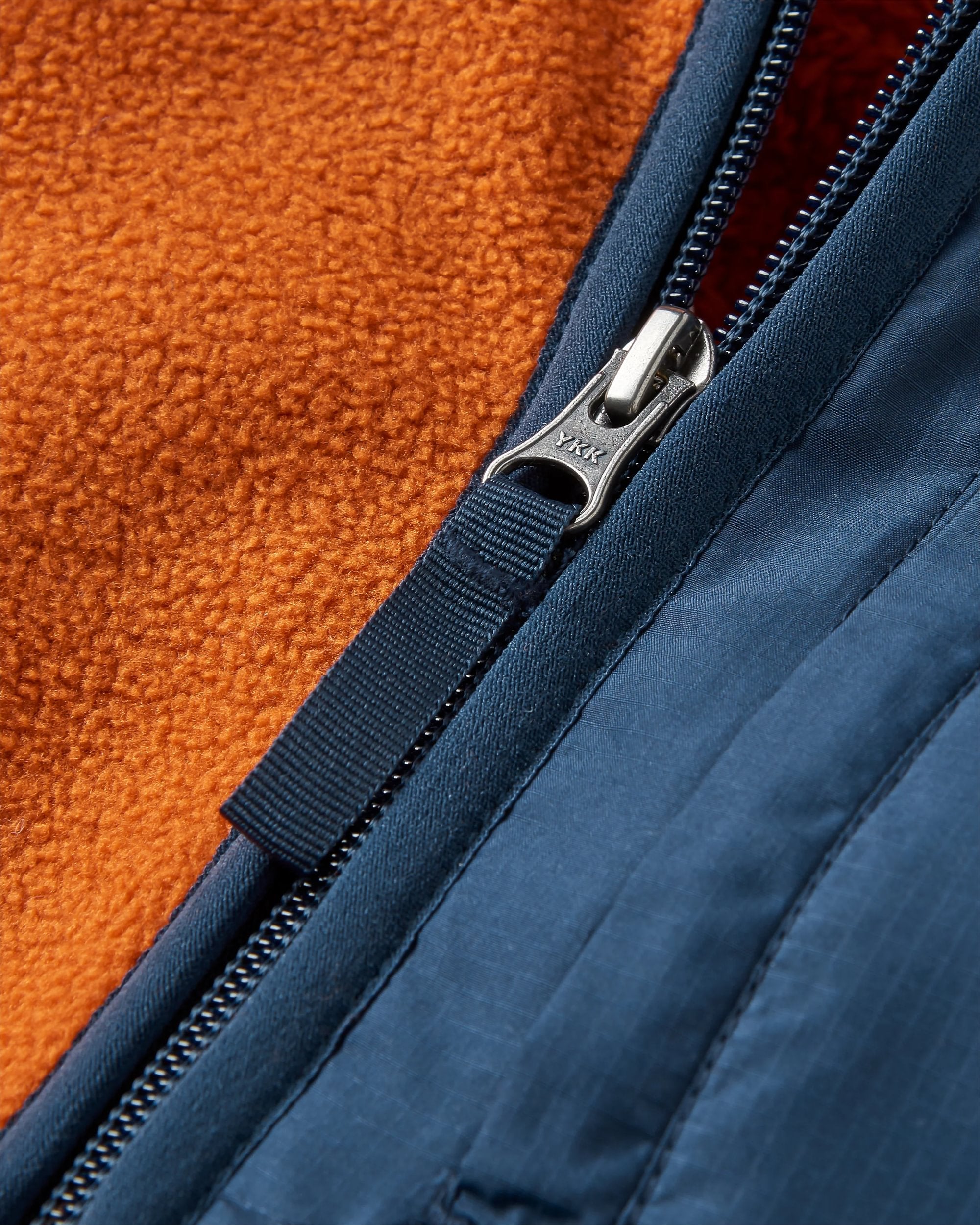 Loch Hooded Recycled Polar Fleece - Sunset Orange/Storm Grey - Flatlay