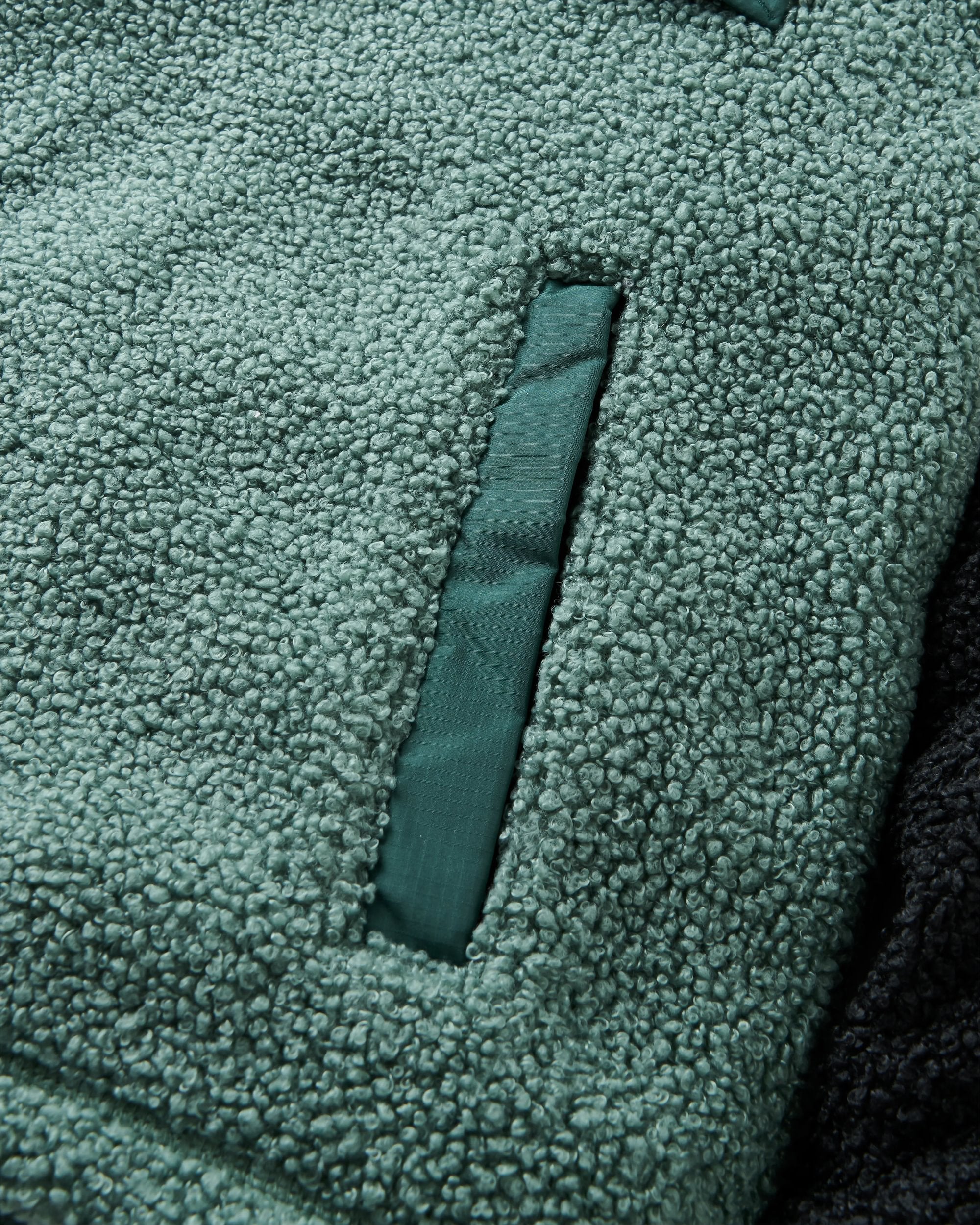 Woodland Recycled Polar-lined Sherpa Fleece - Black/ Dark Forest - Flatlay