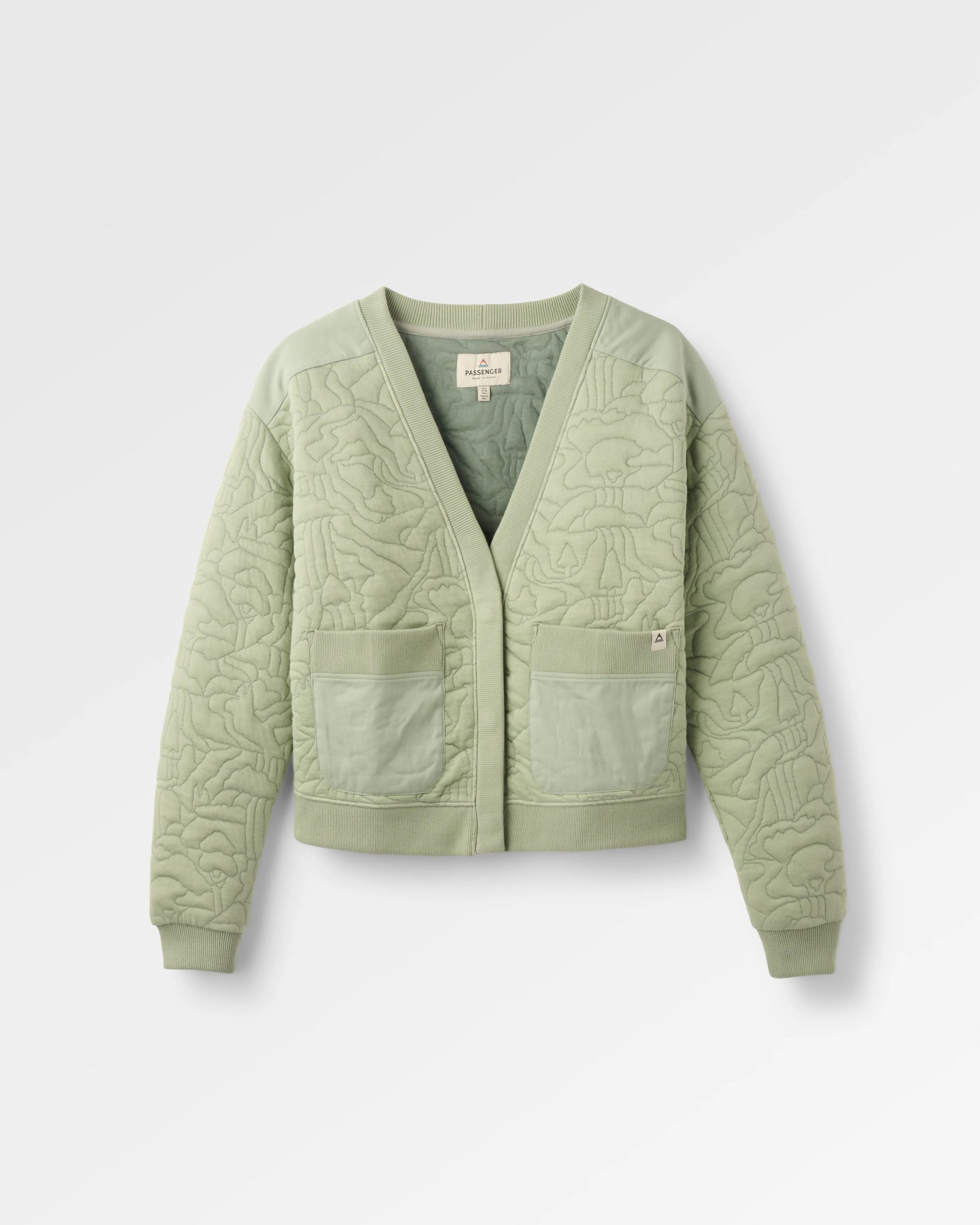 Seagrass Organic Cotton Quilted Cardigan - Pistachio - Flatlay