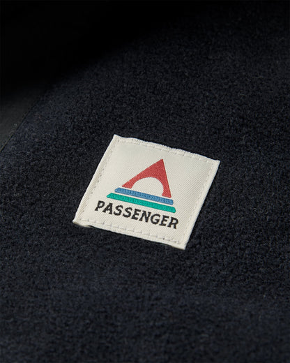 Woodland Hooded 1/2 Zip Recycled Polartec® Fleece - Black/Khaki - Flatlay