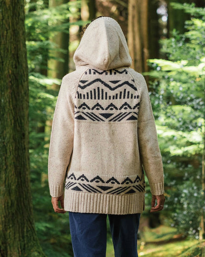 Snoozle Recycled Knitted Hooded Cardigan - Oatmeal - Lifestyle