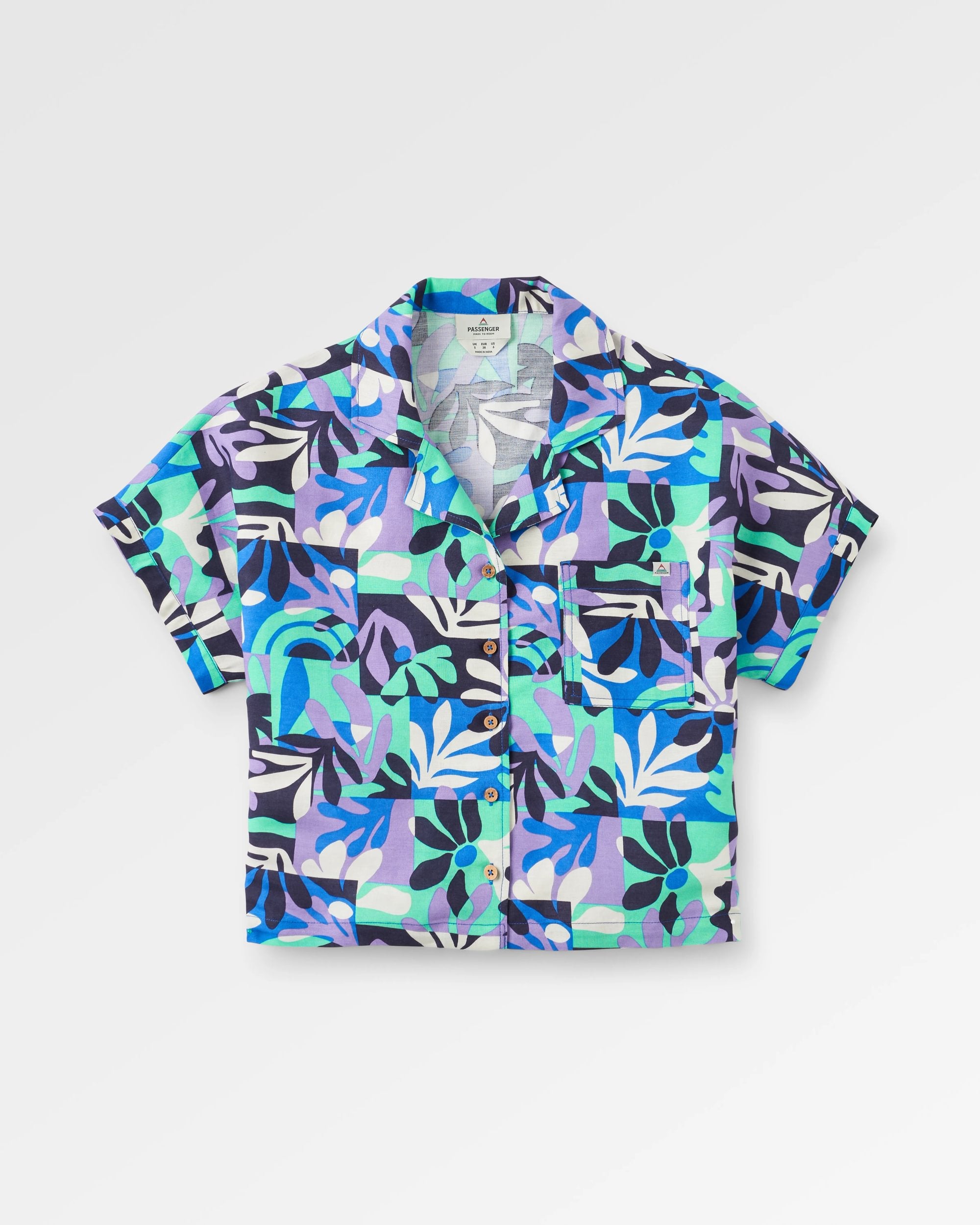 Arden Linen Short Sleeve Shirt - Mountain Foliage Purple - Flatlay