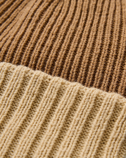 Outlook Reversible Recycled Beanie - Toffee/Stone - Flatlay