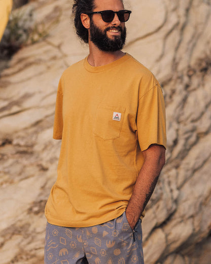 Heritage Recycled Cotton Pocket T-Shirt - Mustard Gold