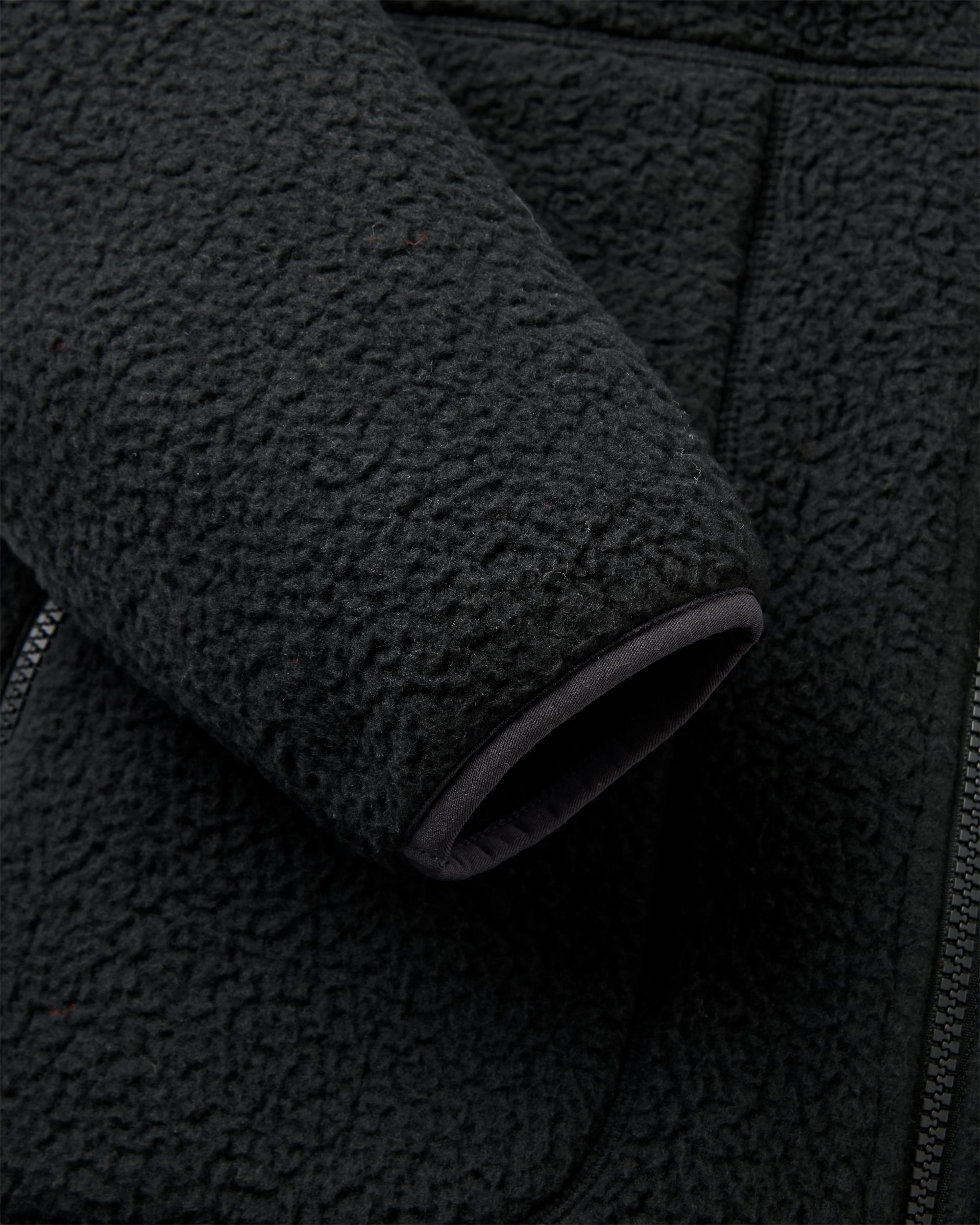 Home Full Zip Hooded Sherpa Fleece - Black - Flatlay