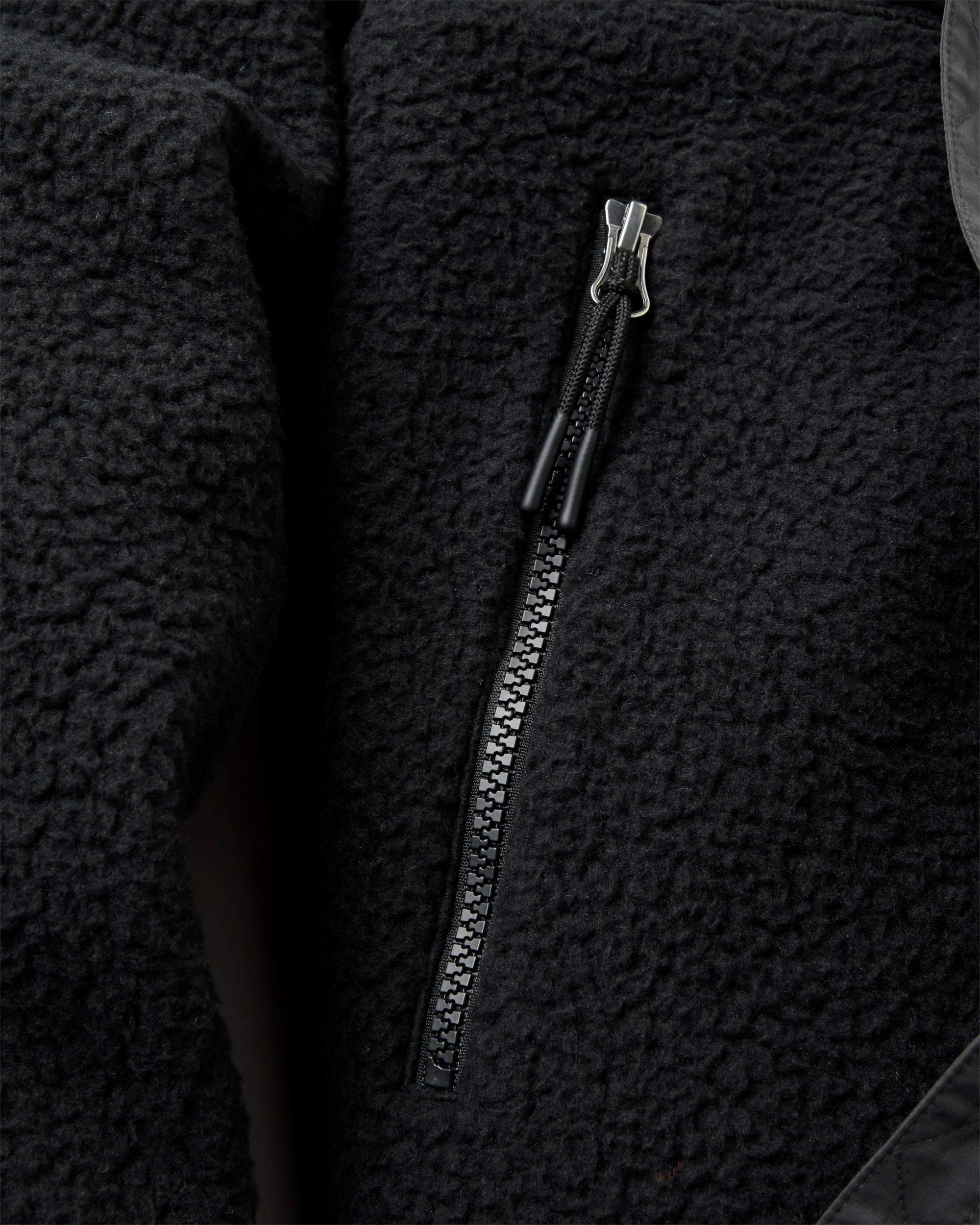 Home Full Zip Hooded Sherpa Fleece - Black - Flatlay
