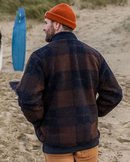 Trekker Recycled Deep-Pile Sherpa Fleece - Chestnut/Deep Navy Check