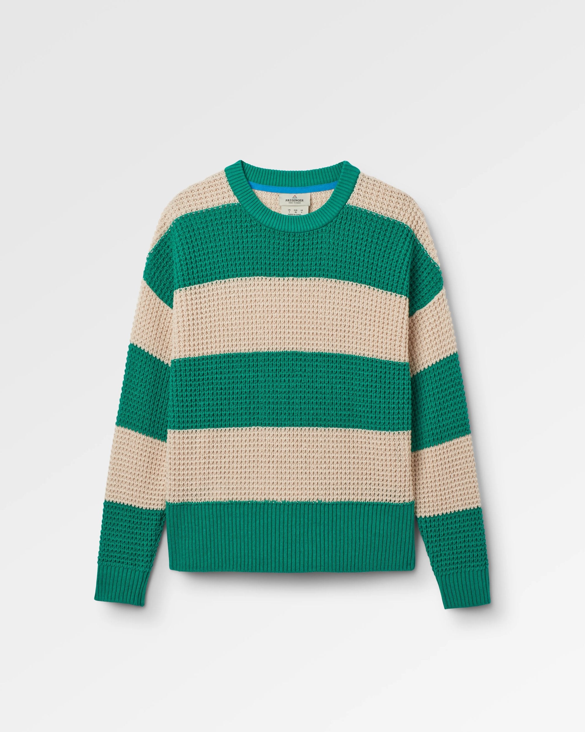 Reflection Stripey Jumper - Vintage White/Greenlake Stripe - Flatlay