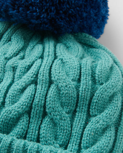Fireside bobble hat - Pacific Green - Flatlay