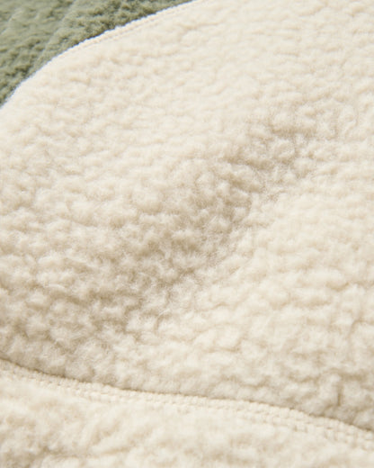 North Coast Full Zip Recycled Sherpa Fleece - Dusty Olive/Oatmeal - Flatlay