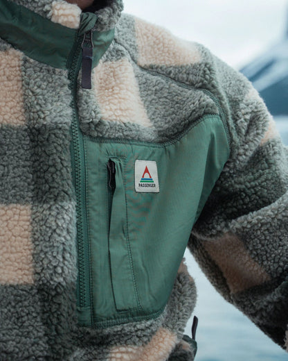 Offroad Recycled Sherpa 1/2 Zip Fleece - Dark Forest Check - Lifestyle