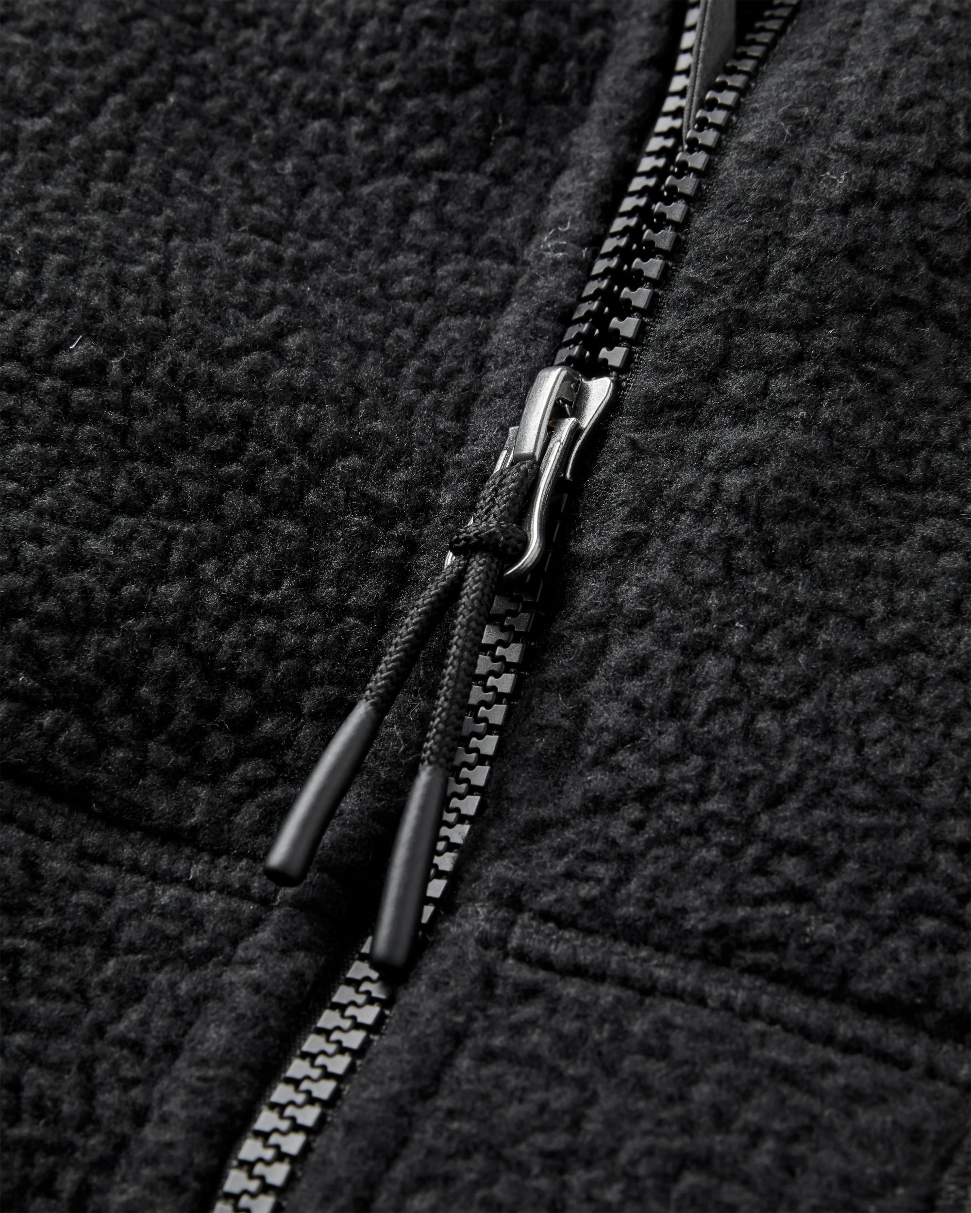 Home Full Zip Sherpa Fleece - Black - Flatlay