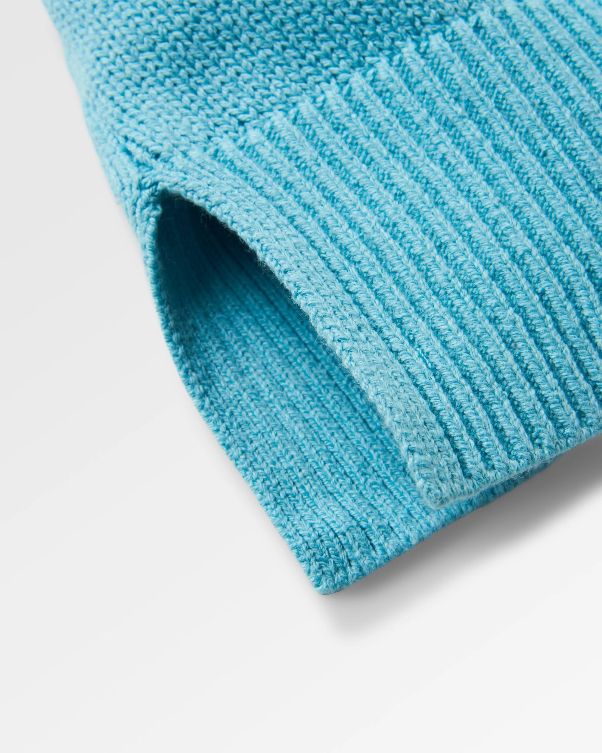 Cove Organic Cotton Knitted Hoodie - Retro Blue  - Flatlay