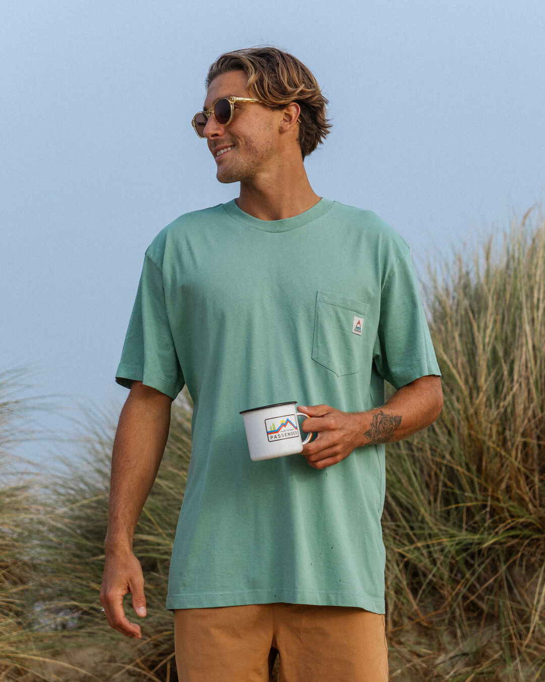 Heritage Recycled Cotton Pocket T-Shirt - Mid Sage