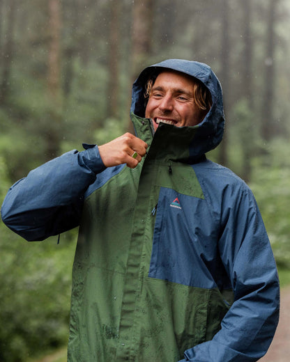 Trailscape Men's Recycled Waterproof Jacket - Dark Denim/Wild Green - Lifestyle