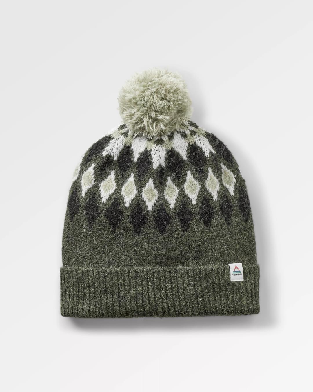Snowdrop Recycled Bobble Hat - Khaki - Flatlay