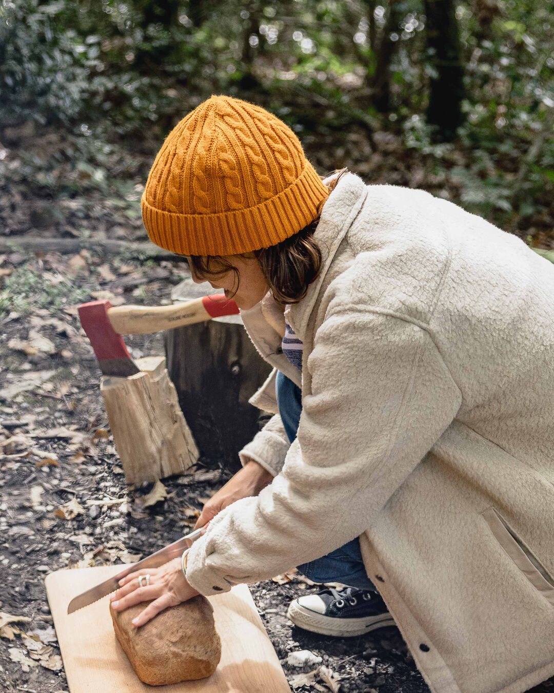 Fireside Recycled Cable Knit Beanie - Sunrise Orange - Lifestyle - Female
