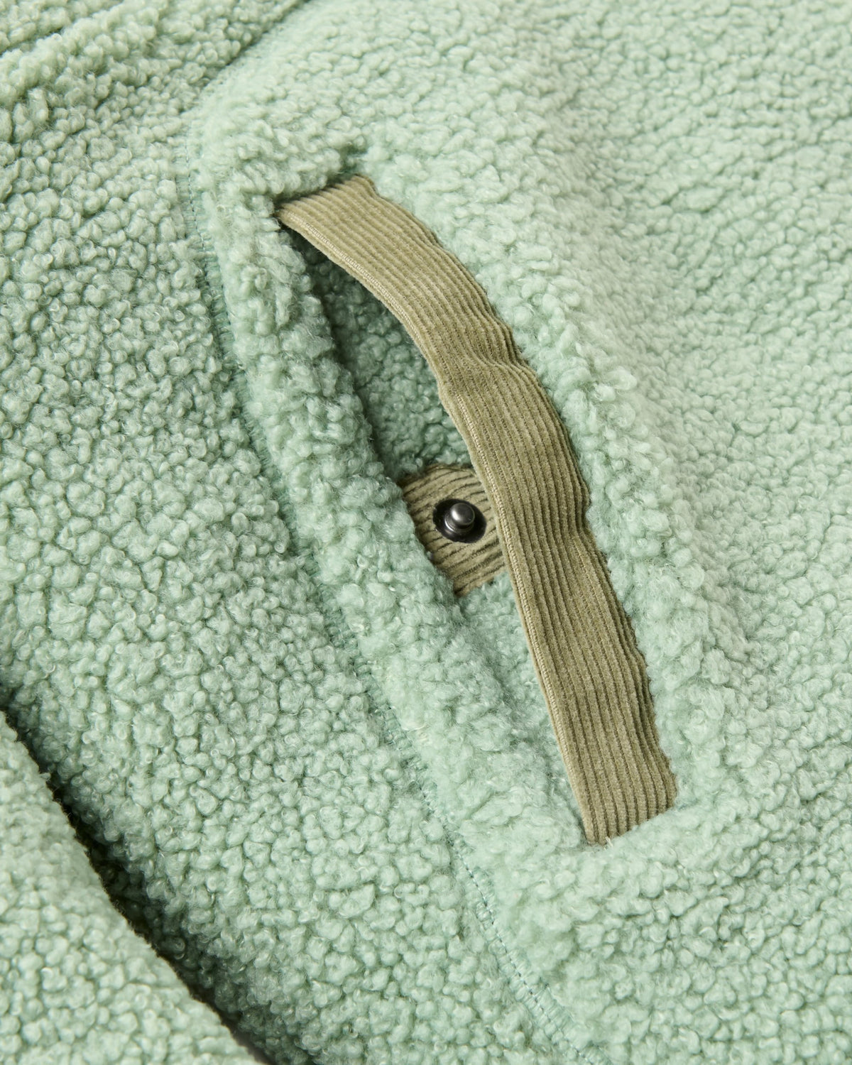 Clover Sherpa Fleece Hooded Pullover - Pistachio - Flatlay