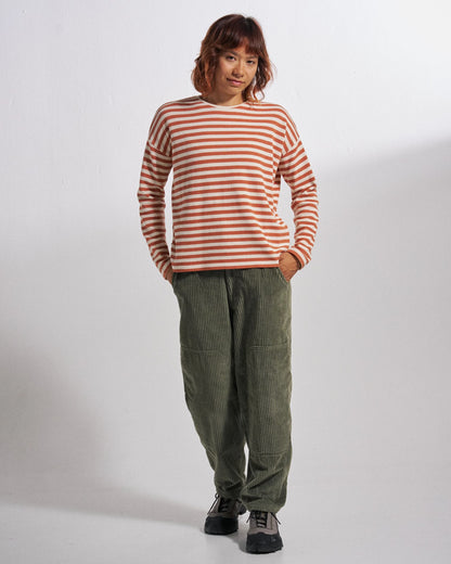 Panorama Striped LS T-Shirt - Glazed Ginger - Studio Model