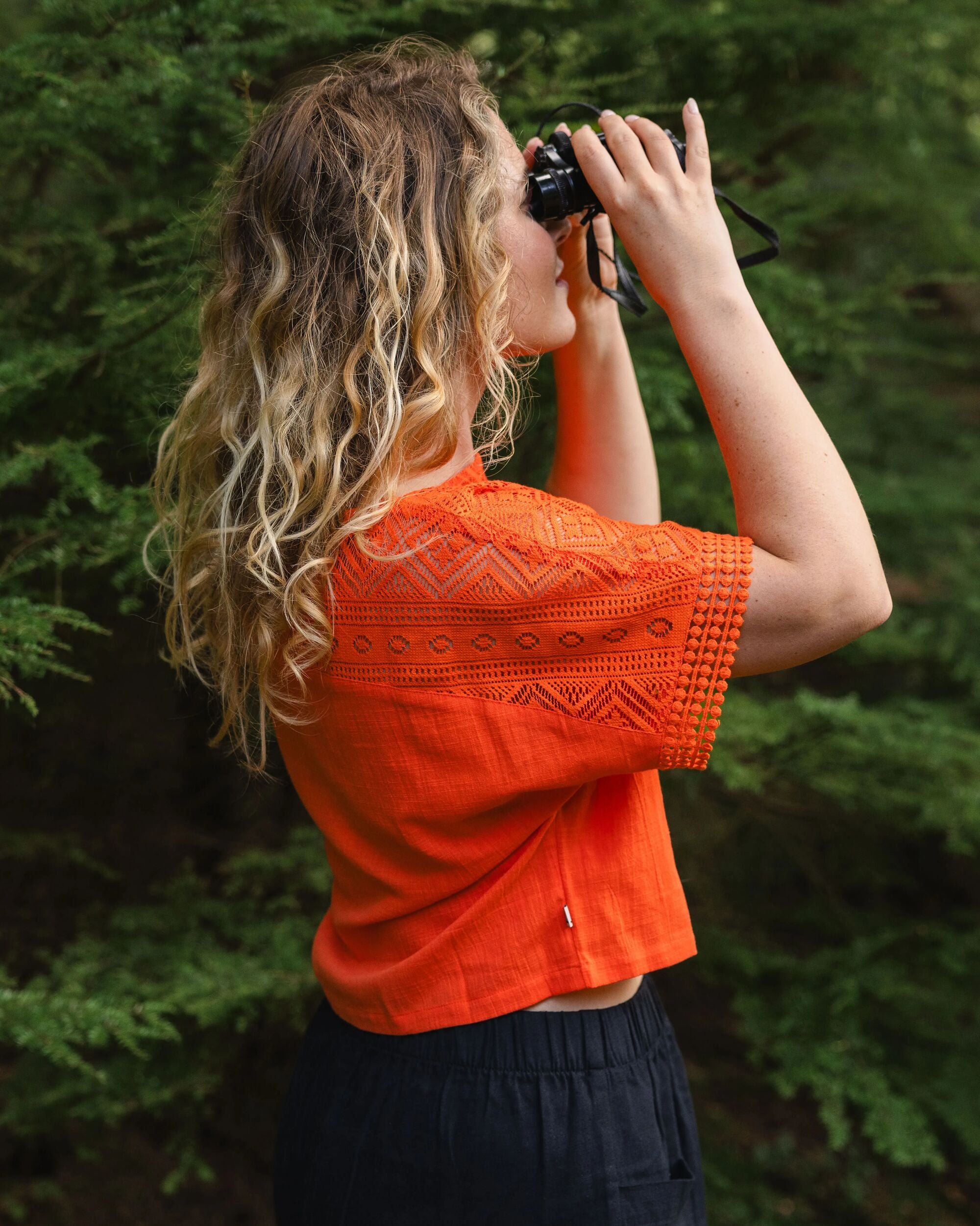 Flurry Woven Top - Ember Orange - Lifestyle