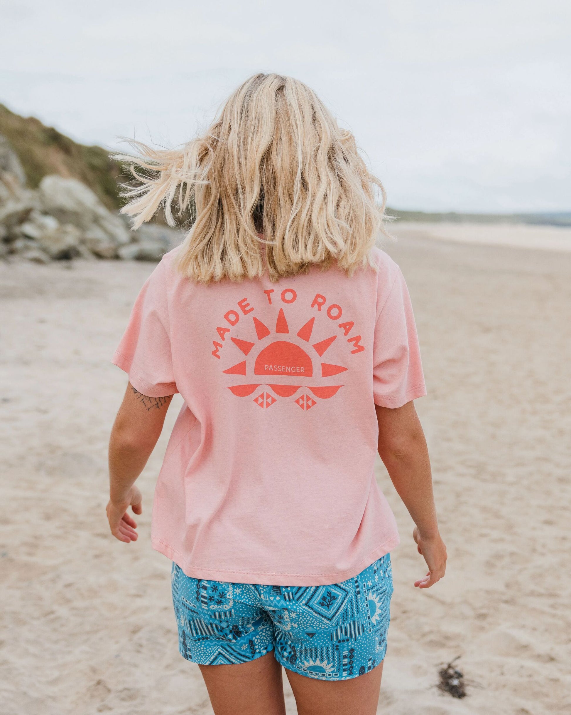 Sunburst Organic T-Shirt - Soft Shell Pink - Lifestyle