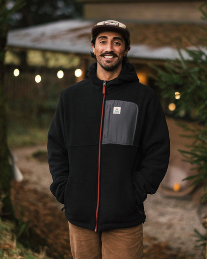 Loch Hooded Recycled Polar Fleece - Black