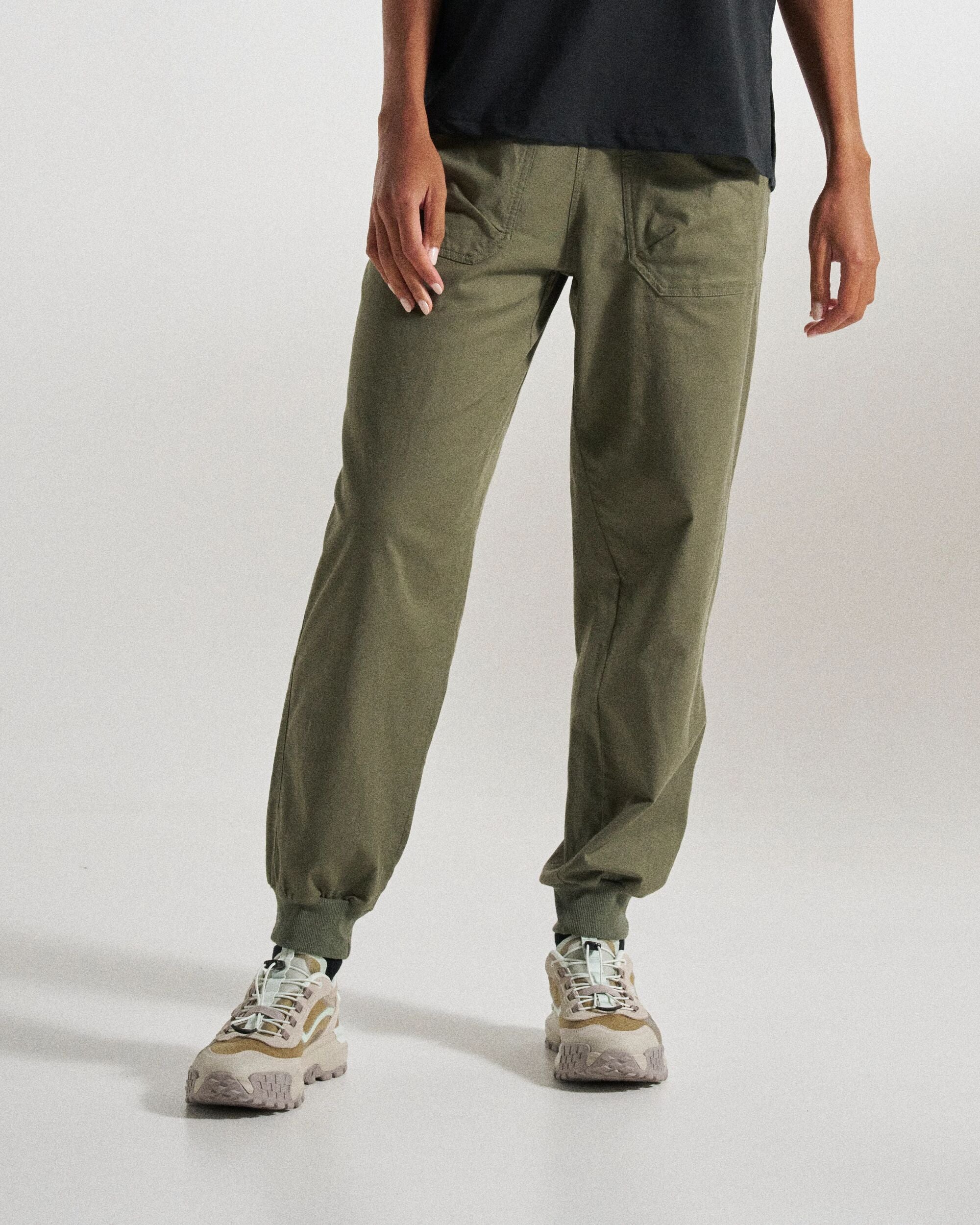 Hydrilla High Waisted Jogger - Dusty Olive - Studio Model