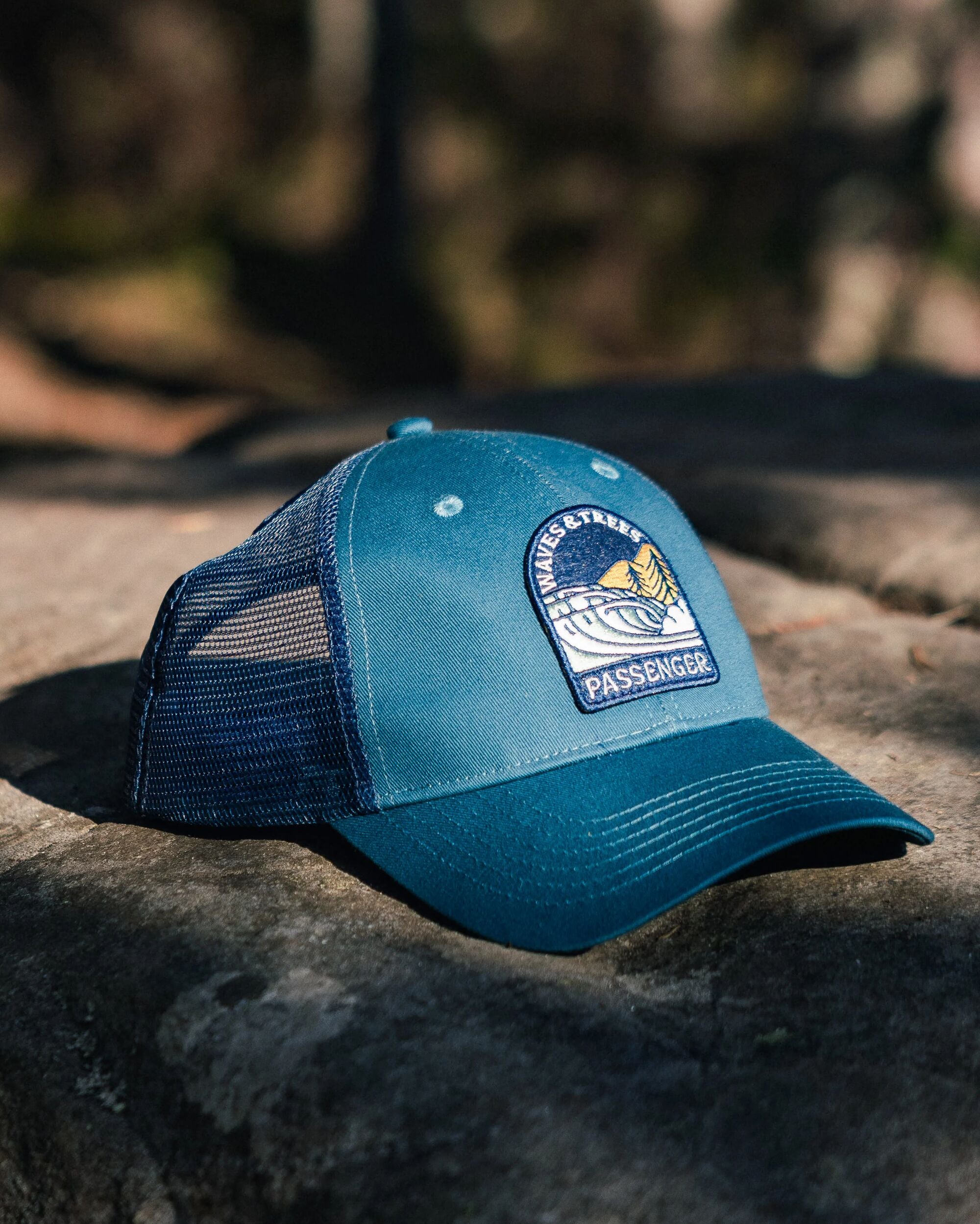 Waves & Trees Organic Cotton Trucker Cap - Tidal Blue - Lifestyle