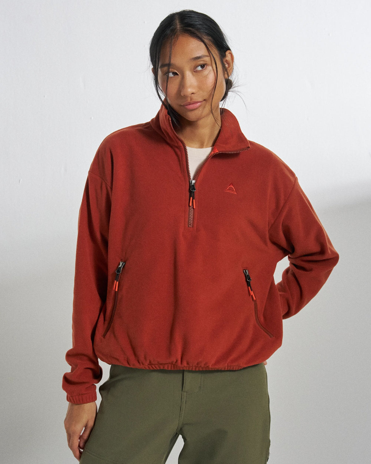 Ayla Micro Polartec® 1/4 Zip Fleece - Dark Rust - Studio Model