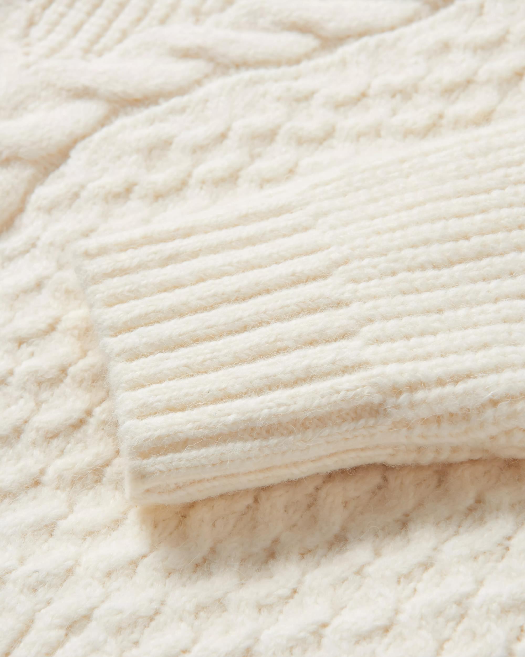 Snuggle Recycled Knitted Polo Neck - Off White - Flatlay
