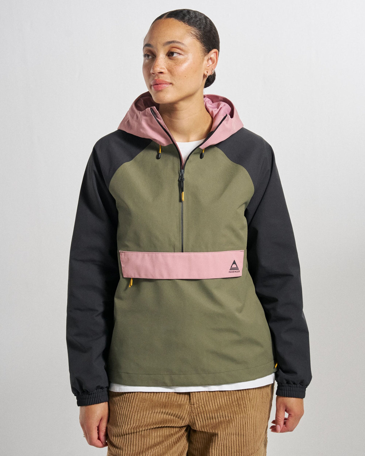 Serein Waterproof Anorak - Faded Black/Dusty Olive - Studio Model