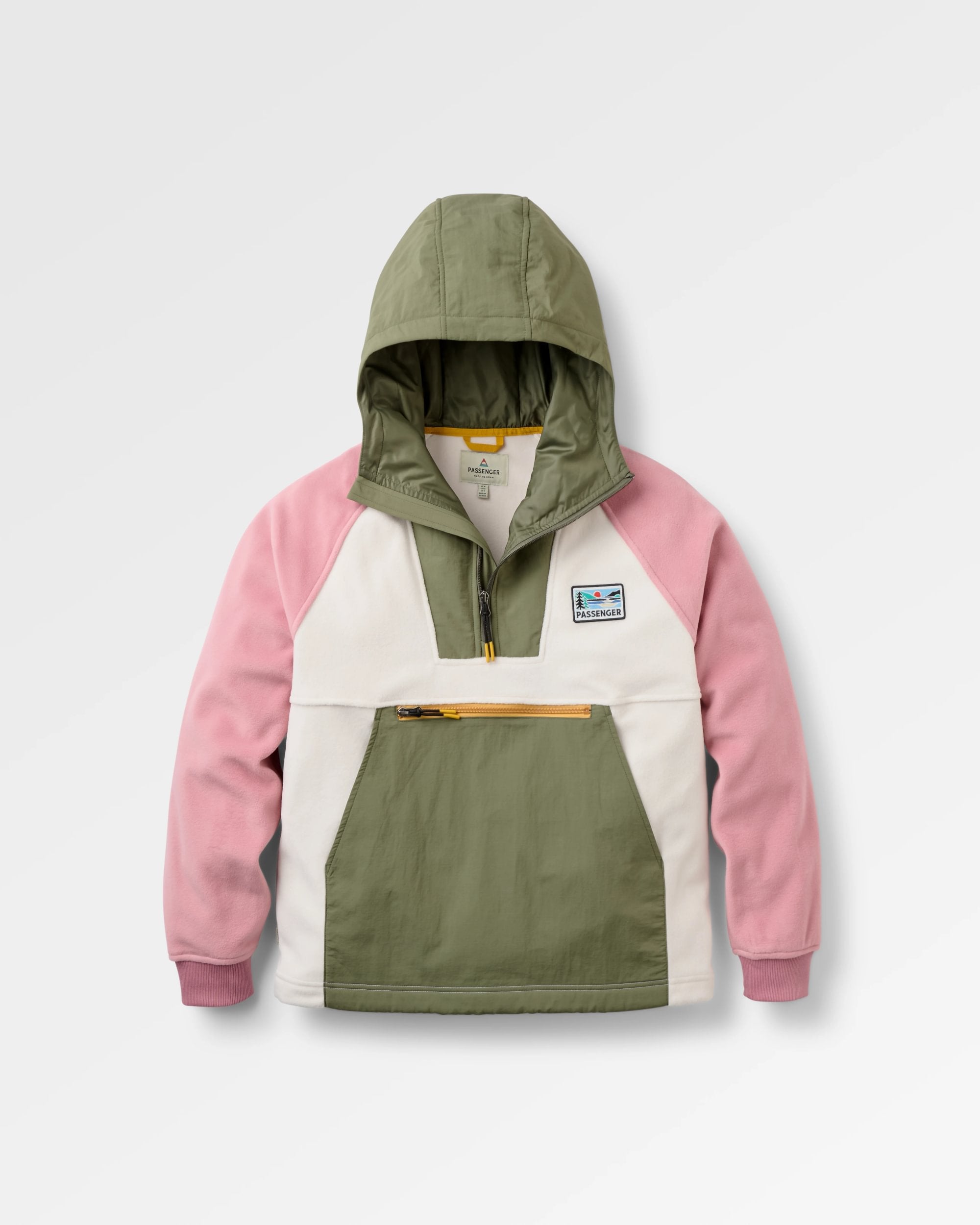 Alexander Hooded Polartec® Fleece - Dusty Olive/White Sand - Flatlay