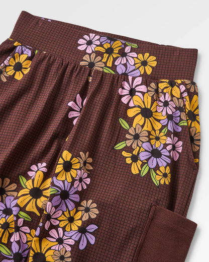 Day Dream Trouser - Floral Grid Espresso - Flatlay