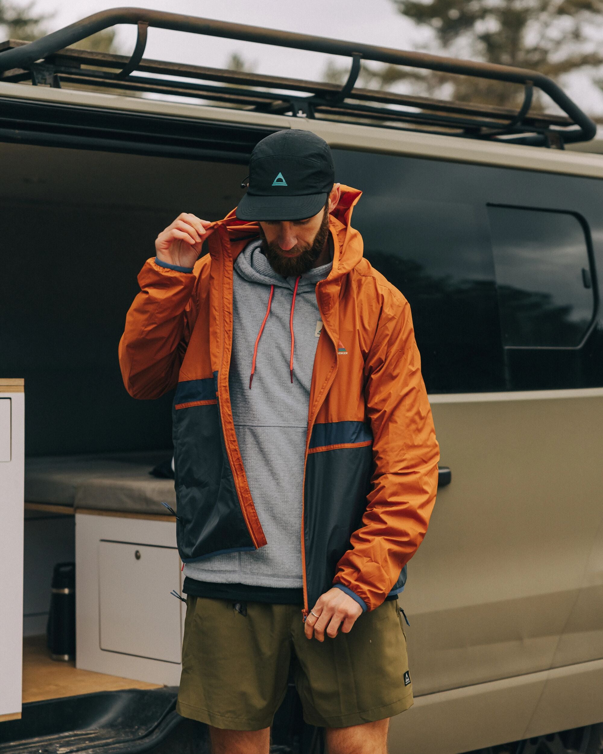 Gusto Recycled Windshell Jacket - Sunset Orange/Charcoal - Lifestyle