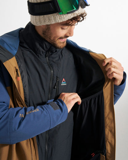Snowscape Men's Recycled Jacket - Dark Denim/Toffee - Studio Model