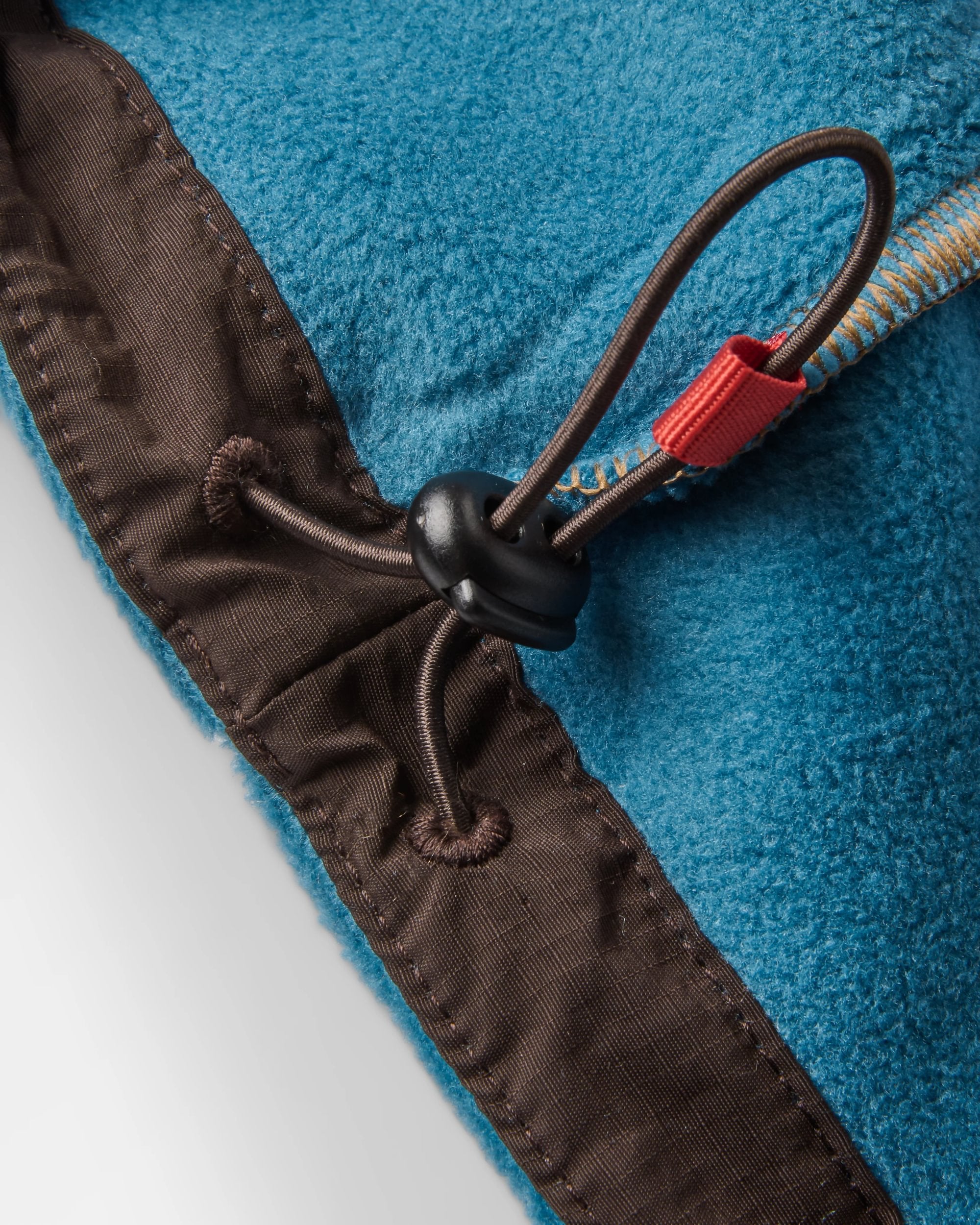 Woodland Hooded 1/2 Zip Polartec® Fleece - Caramel/Blue Steel - Flatlay