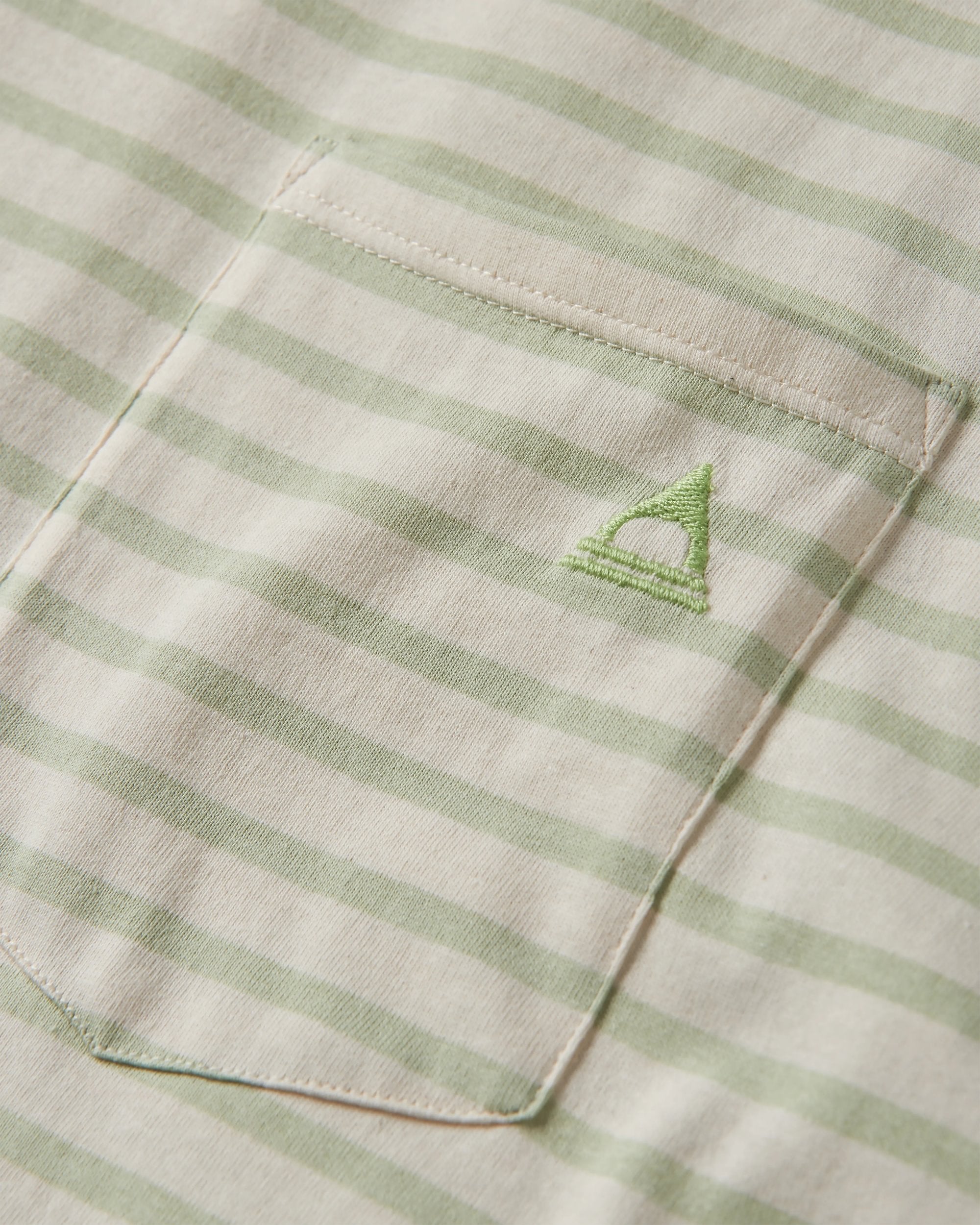 Zen Recycled Cotton Relaxed Fit T-Shirt - Apple Green Stripe - Flatlay