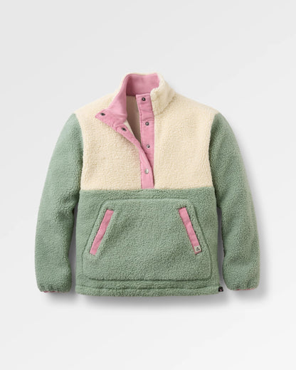 Clover Sherpa Fleece Pullover - Pistachio - Flatlay
