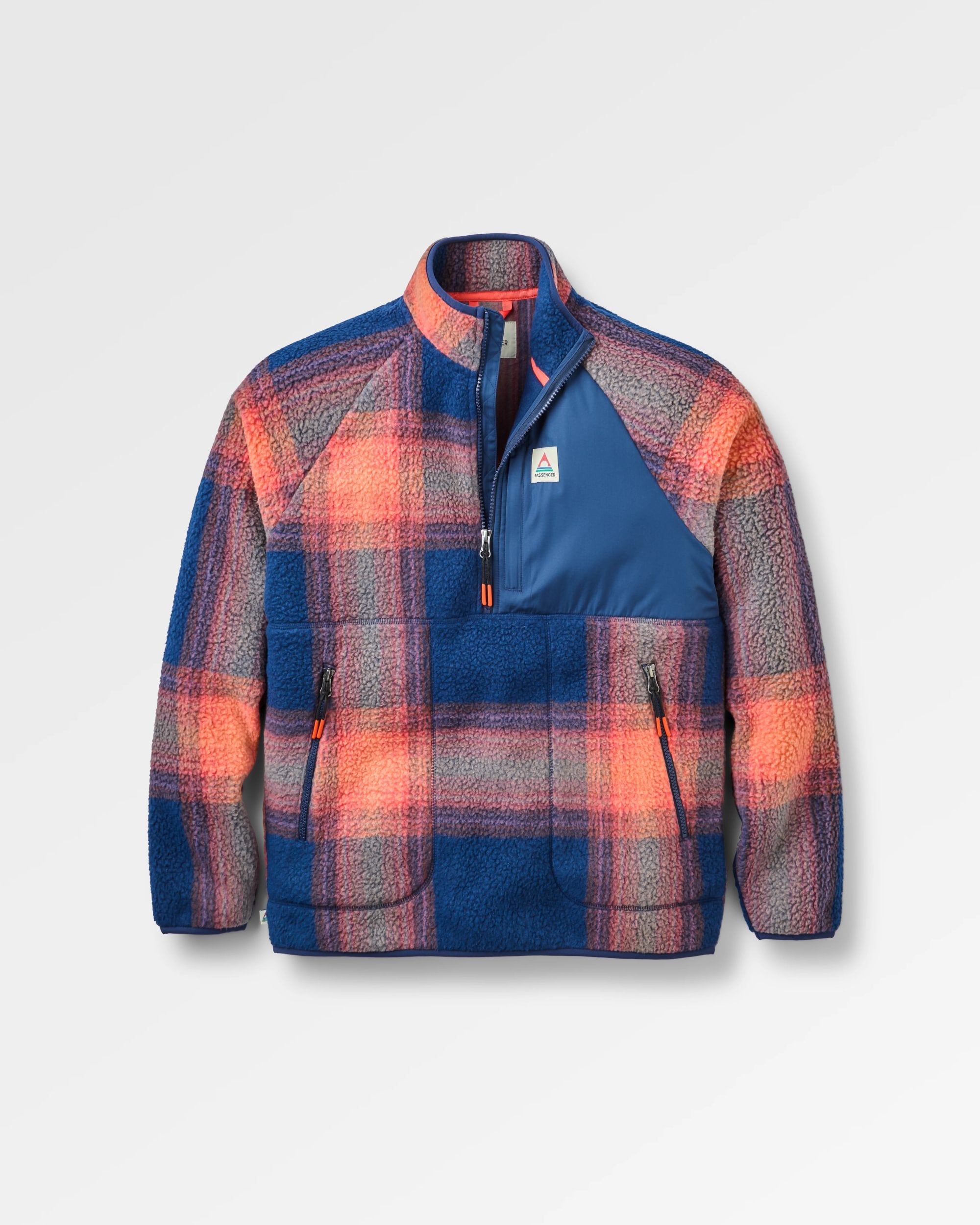 Home Sherpa Fleece - Rich Navy/ Red Ochre Check - Flatlay
